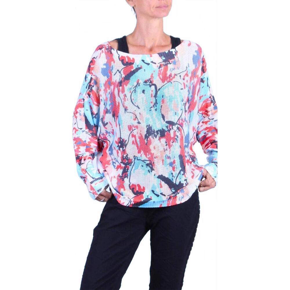 NEW GIGI MODA paint splash print daria batwing sweater in white